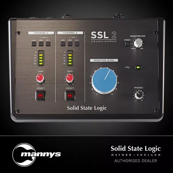 Solid State Logic SSL 2 2x2 USB Audio Interface w/ Legacy 4K Analogue Enhancemen