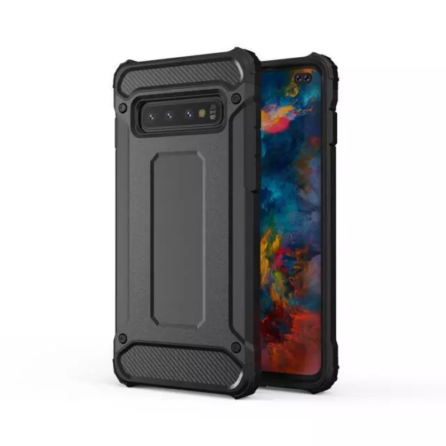 Black Shockproof Armor Case For Samsung Galaxy S10 PLUS Hybrid Back Cover