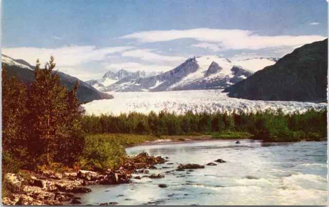 Mendenhall Glacier near Juneau Alaska AK - Vintage Chrome Postcard