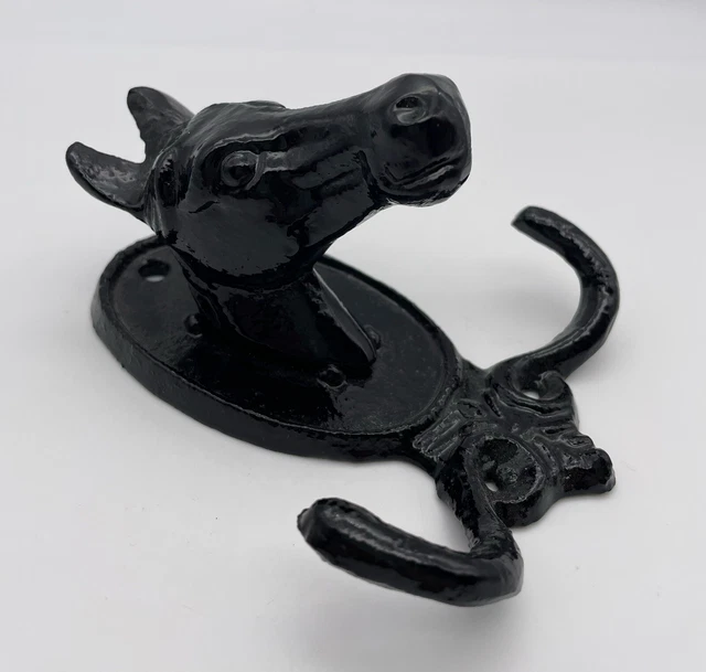 Cast Iron Horse Wall Hook Coat Hat Keys Towel Rustic Western Hanging Double Hook