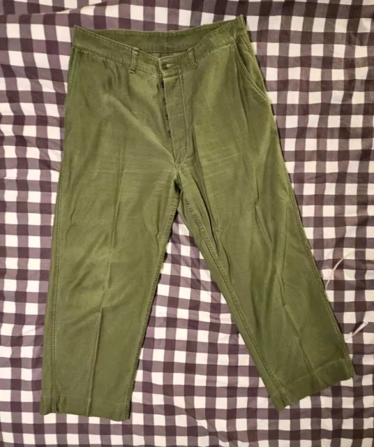 Vintage Us Army 1950s Sateen Trousers W38