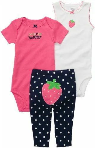 Carter's Baby Girls 3 Pc  Bodysuits & Pants Set NWT   Size  Newborn