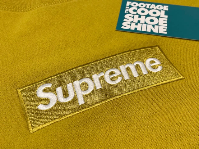 FW18 Large Supreme Split Arc Logo Crewneck Sweatshirt Mustard Yellow Blue