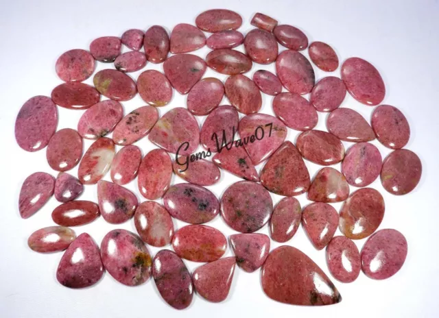 Natural Pink Rhodonite Cabochon Gemstone For Jewelry Wholesale Lot 1 To 74 Pcs