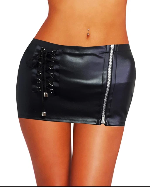 Just10 Coral Pink Faux Leather Micro Mini Skirt - Stretchy, Zip Front, Size 4-24