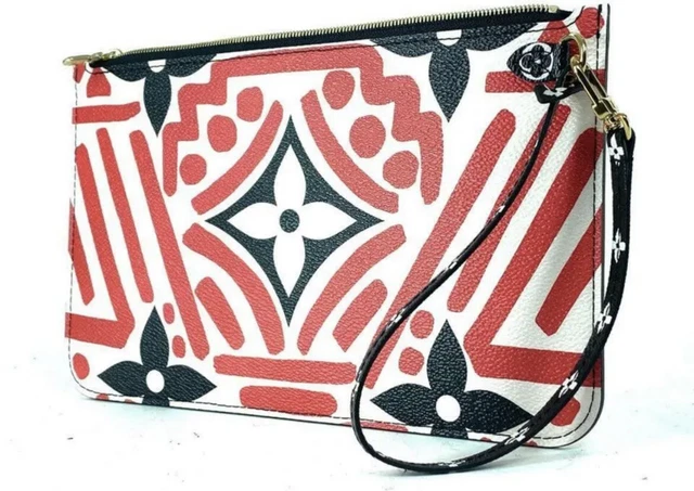 LOUIS VUITTON Crafty Jungle Pouch Pochette Red Black Giant Monogram Wristlet EUC