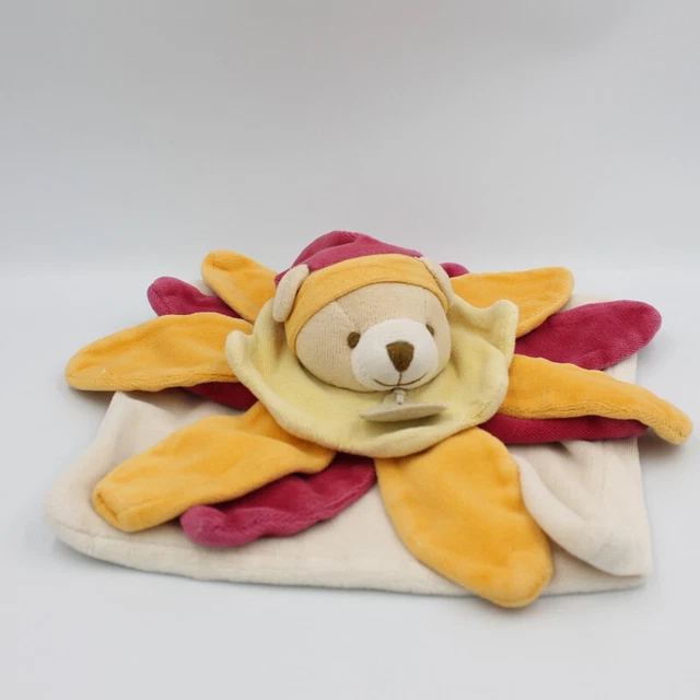 Doudou et compagnie collector ours plat fleur rouge orange - 1892