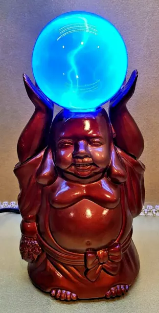 Buddha Lamp Holding Globe Blue 12" w Tags by LumiSource