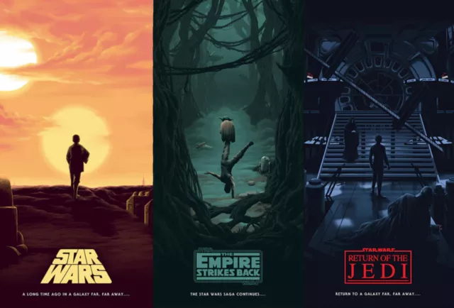 STAR WARS TRILOGY SILKSCREEN POSTER SET by Florey 2020 Bottleneck Gallery Print