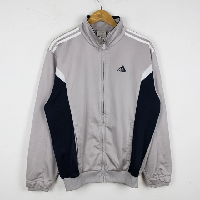 Felpa Adidas taglia M uomo grigia blu e bianca Logo casual modern