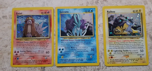 POKEMON ENTEI 6/64, Raikou 13/64, Suicune 14/64 Eng Holo, No Shining ...