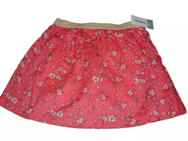 Carters Girls 6X Pink Gold Floral Skirt Size 6 NWT NEW Spring Fall Kids