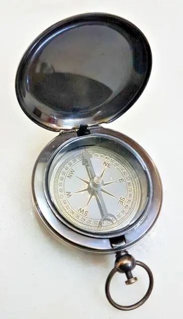 Antiker Taschendruckknopf im Kompass-Stil, Vintage-Messing, handgefertigt