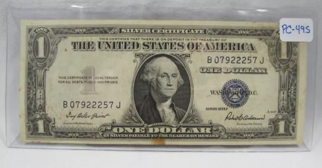 1935-F Silver Certificate Rare Late Printing BJ Block VF PC-495