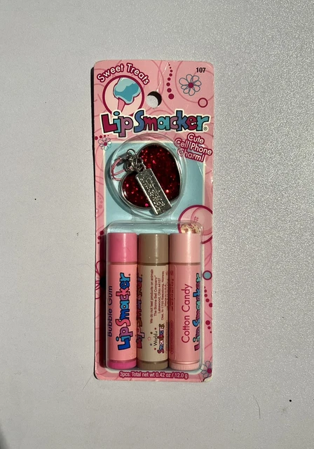 BONNE BELL Lip Smacker SWEET TREATS w/Charm Bubble Gum Cotton Candy Cookie Dough