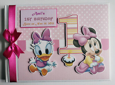 Libro de visitas de cumpleaños personalizado para bebé Minnie and Daisy, regalo para niña