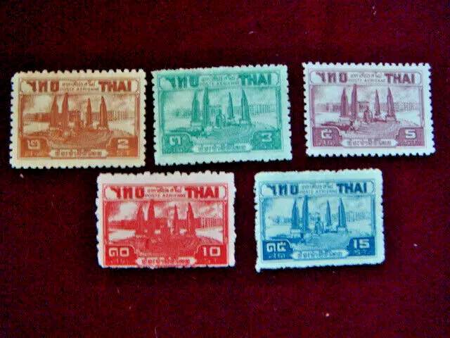 Thailand Siam 1942-43 Monument Democracy Sc# C15-19 Mnh Vfcv$95