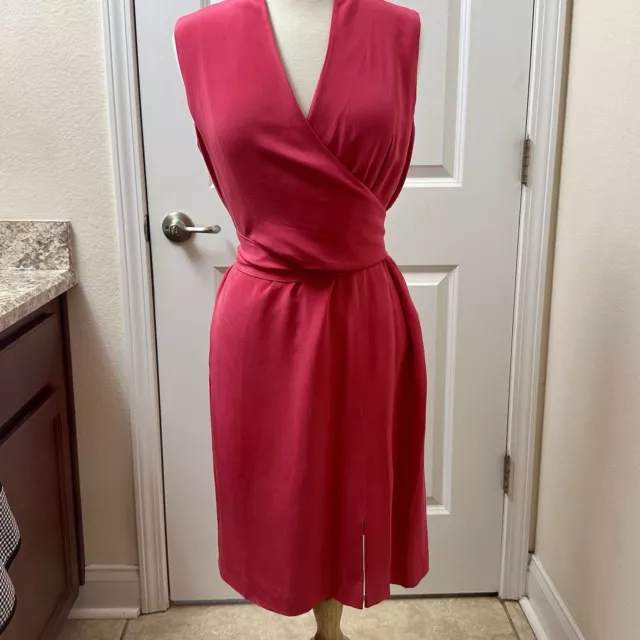 Jones New York 💯 silk ladies pink wrap dress size 10