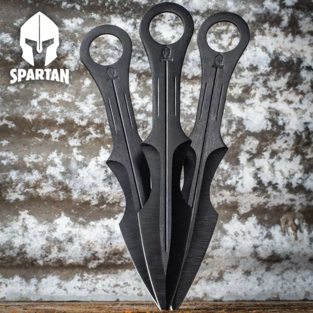 3pc SPARTAN Tactical Hunting THROWING KNIFE SET Kunai Dagger *No ship to NY*