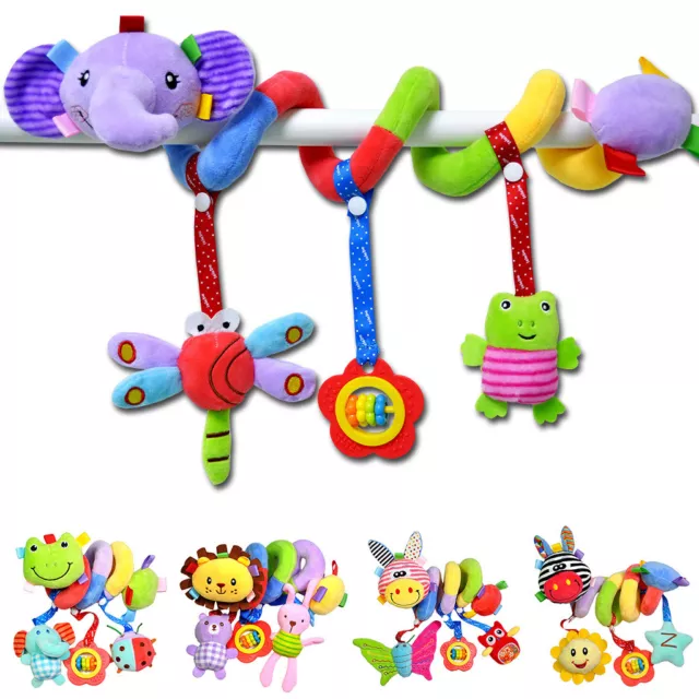 Baby Spiral Soft Toy Pram Car Seat Cot Crib Activity Rattle Plush Toys Gifts