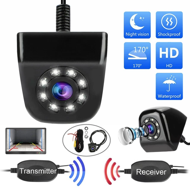 Caméra De Recul Sans Fil 7 LED IR – Étanche, Vision Nocturne, Grand Angle 170°, Émetteur RCA Inclus