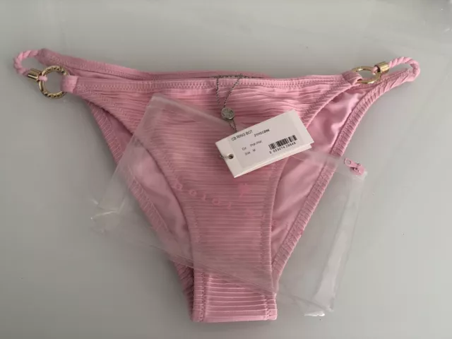 HEIDI KLEIN Ring-Detail Bikini Bottoms, Pink, Size M New With Tags