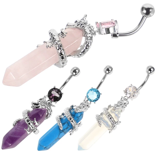 4 piezas Anillos Abdomen Mujer, Anillo Umbilical Decorativo, Adolescente,