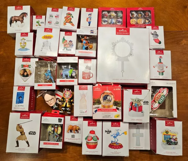 Hallmark keepsake ornaments lot of 32 Disney, Seinfeld, Peanuts, Harry Potter +