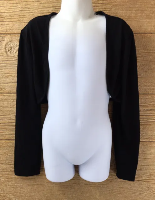 Knitworks Girls Sweater Shrug Size 10 Black Bolero Dressy Cropped Cardigan Top
