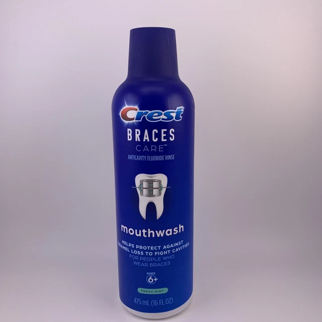 Enjuague bucal con flúor Crest Braces Care Anticavidad 16 Fl oz 8/24 1 botella