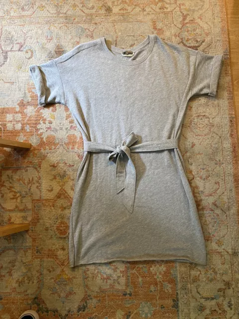 $145 Lilla P Womens Gray Short Sleeve French Terry Belt Sweatshirt Dress Size M