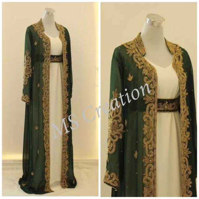 Offerta Nuovo Abito da Sposa Marocchino Dubai Kaftano Abaya Molto Decorato Lungo