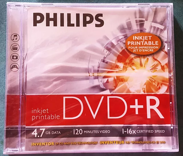 PHILIPS 4 x DVD+R - 120min VIDEO - 4.7GB DATA - 16X - DVD IMPRIMABLE - NEUFS