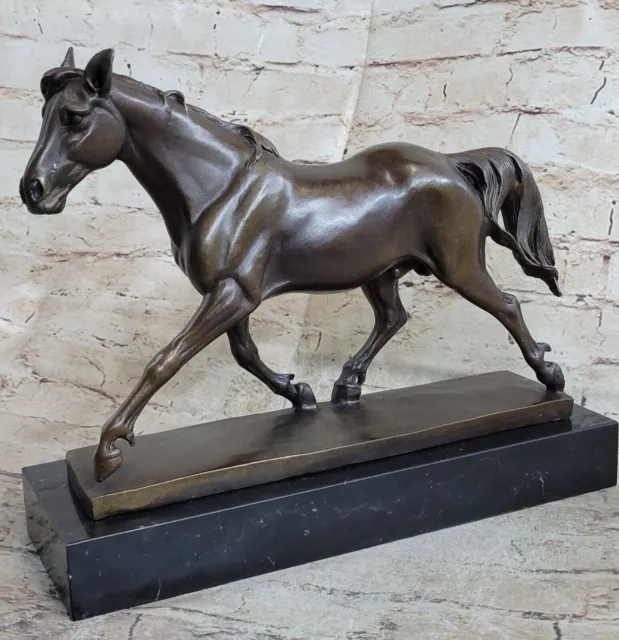Art Déco da Corsa Arabo Cavallo Bronzo Hot Calco Scultura Marmo Figurina Decor