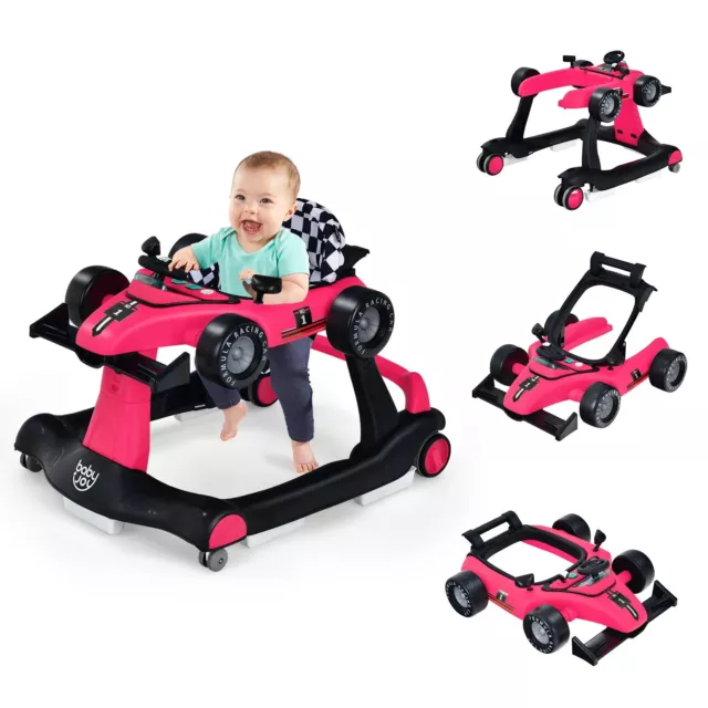 4-in-1 Baby Walker Foldable Activity Push Walker with Adjustable Height & Speed