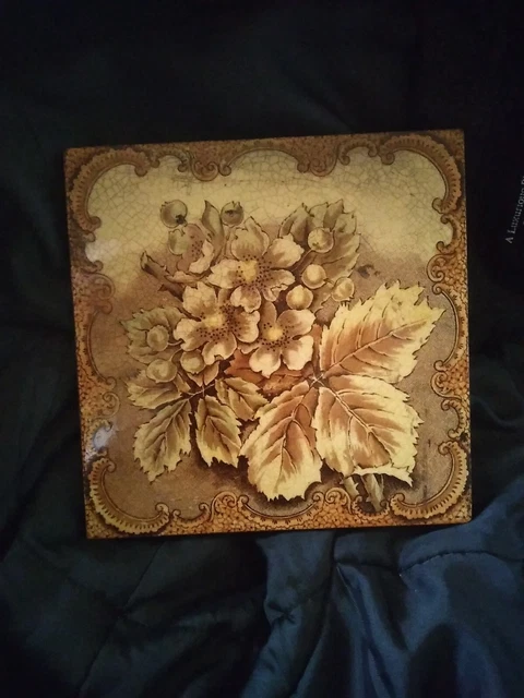 Antique Transfer Print Floral Tile Circa 1900's