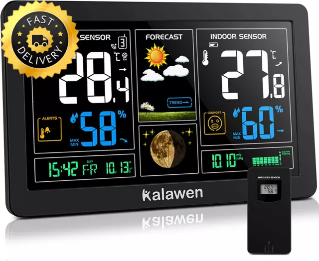 Stazione Meteo Automatica Digitale Wireless Meteorologica Con Ampio Schermo LCD