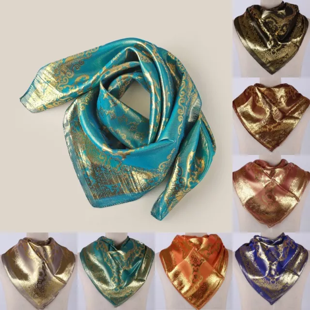 Africa Unisex Satin Print Bandanas Scarves Fashion Gilded Square Scarf Headscarf