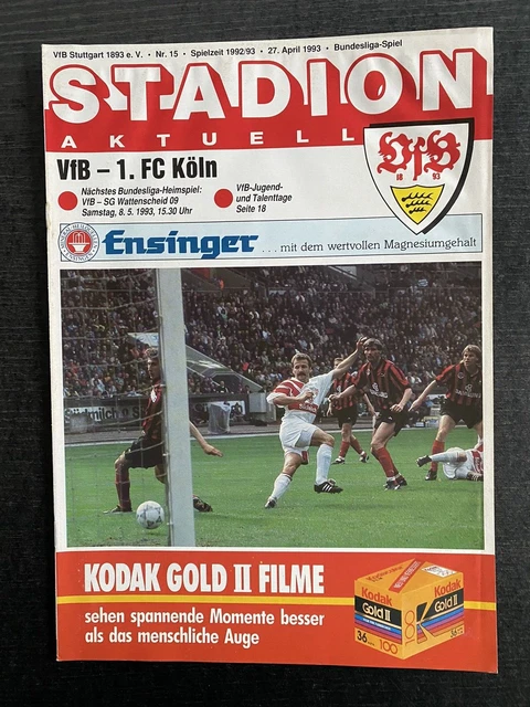 BL 92/93 VFB Stuttgart 1. FC Köln , 27.04.1993 Fritz Walter EUR 11