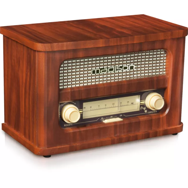 Madison Mad Retro Radio Vintage Nostalgie Lautsprecher Bluetooth Mp3 Akku Cafe