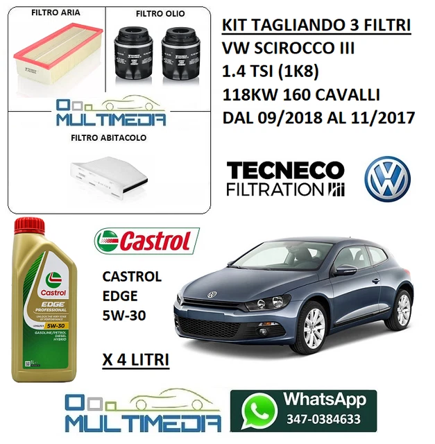 Kit Tagliando Fiat Panda Kit Tagliando Filtri + Olio 5W40 Per Fiat Panda II 1.1 8V 54CV (2006-2013) - 4 Litri E 3 Filtri Kit Tagliando Fiat 500 1.2 Benzina