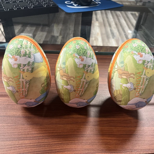 3 LARGE PAPER Mache Covered EASTER EGGS Fillable Opens Up Pastel From