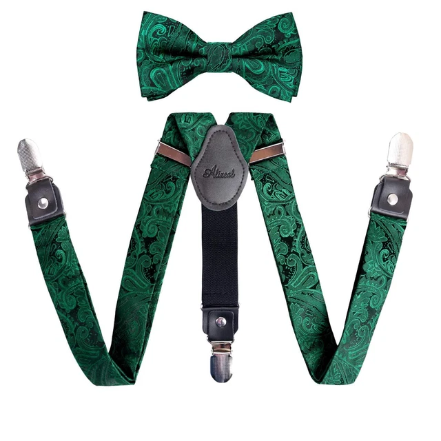 Boys Adjustable Floral Paisley Pre-tied Bow Tie and Elastic Y Shape