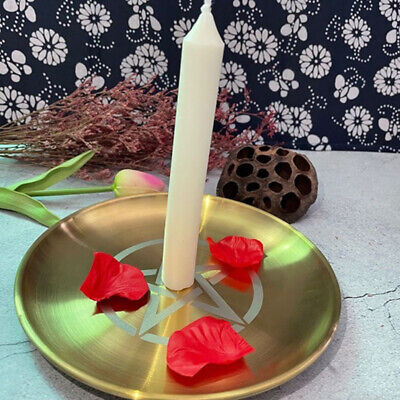 Autel 1PC Wicca Pentagrame Autel Motif Floral Plateau Bougie Porte-Encens Sorcellerie 