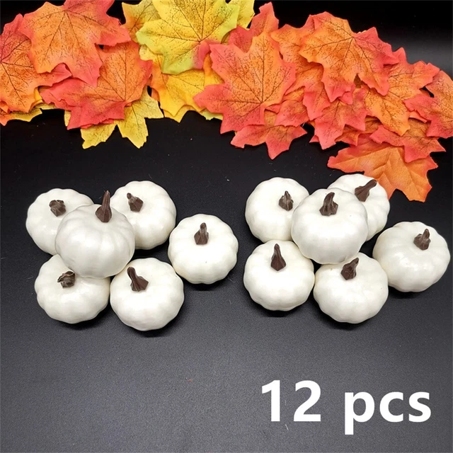 12 piezas Decoraciones Artificial Mini Halloween Calabaza Accesorios