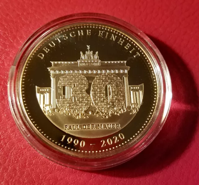 Medaille vergoldet BRD 30 Jahre Deutsche Einheit Ø 40 mm PP  Brandenburger Tor