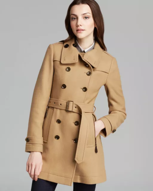 NWT Burberry Brit Women's Daylesmoore Check Double Breasted Trench Coat Camel