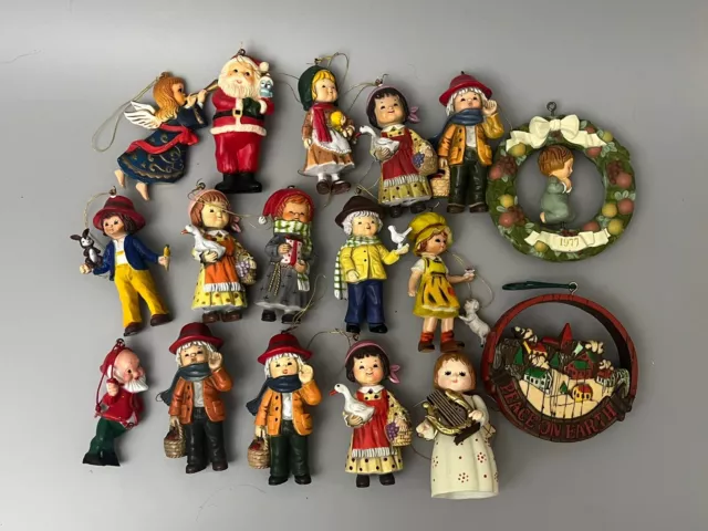 VTG 80s Bradford Ornaments Lot Novelty Christmas Boy Girl Santa & Others 70s