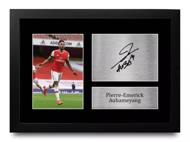 Pierre-Emerick Aubameyang Signed A4 Framed Printed Autograph Arsenal Print Gift
