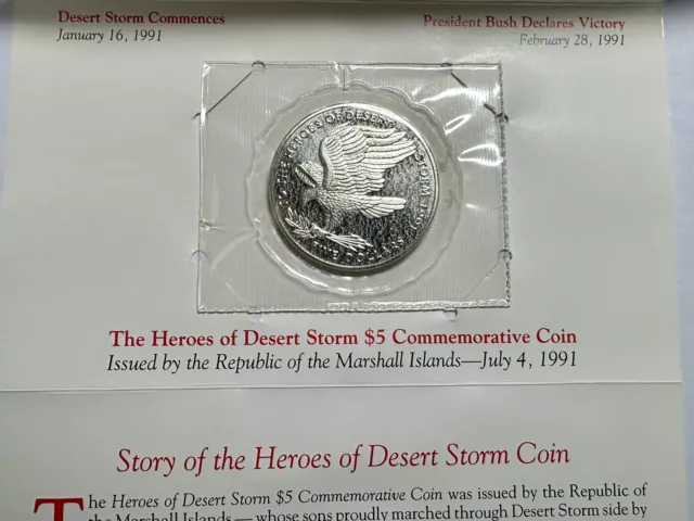 1991 Marshall Islands $5 - To The Heroes Of Desert Storm Commemorative Coin